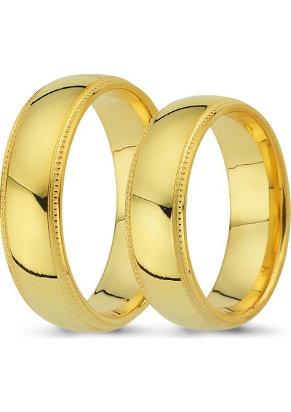 Sarı Altın Çift Alyans 6 mm