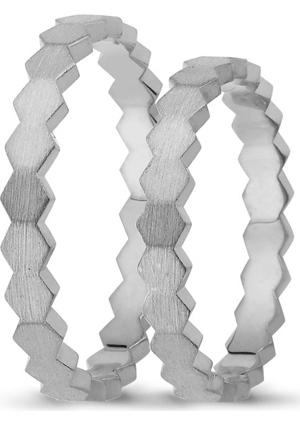 Beyaz Altın Çift Alyans 3 mm