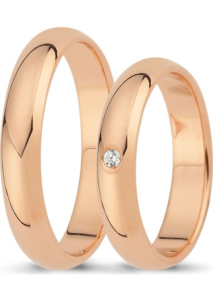 Pembe Altın Çift Alyans 4 mm