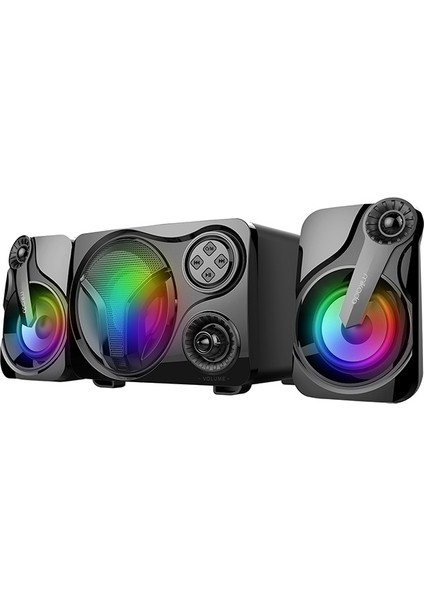 MD-BT28 5W+3W×2 Siyah LED Işıklı Speaker