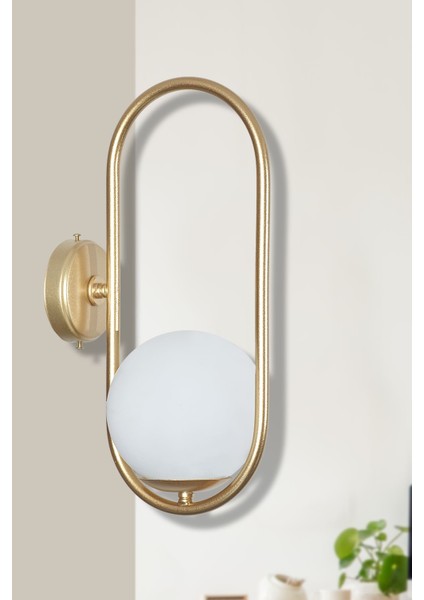 Zenga Sarı Metal Gövde Beyaz Camlı Tasarım Lüx Aplik