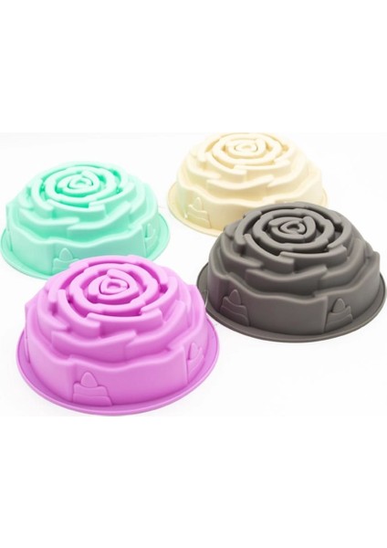24 cm Gül Model Silikon Kek/pasta Kalıbı Pembe Cook-5