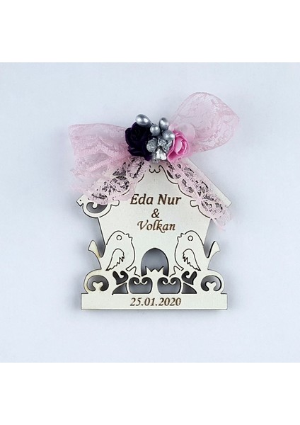 Nikah Şekeri Ahşap Lazer Magnet 50 Adet SLK-118