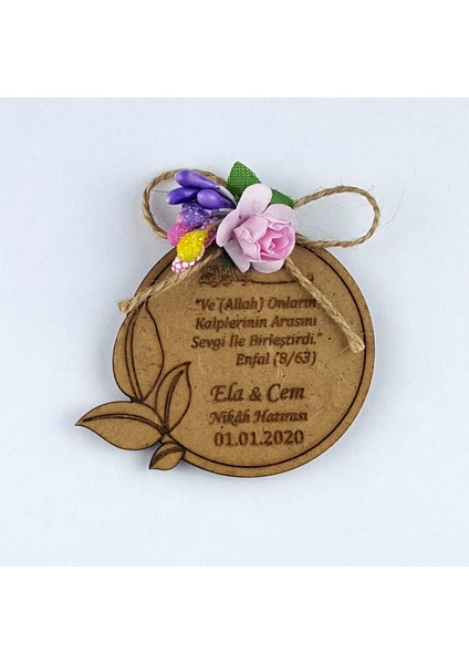 Nikah Şekeri Ahşap Lazer Magnet 50 Adet SLK-132