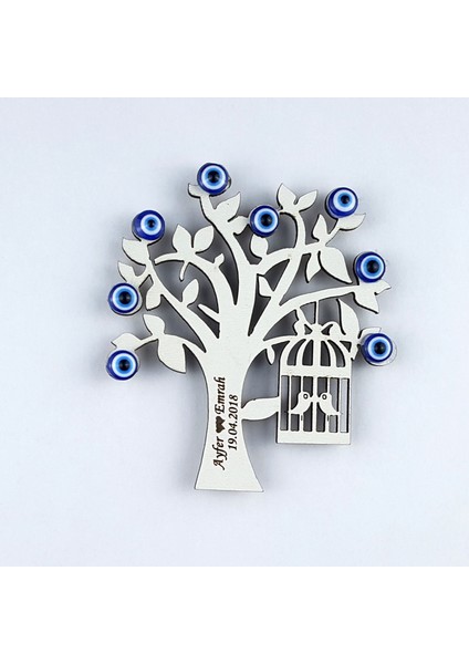 Nikah Şekeri Ahşap Lazer Magnet 50 Adet SLK-123