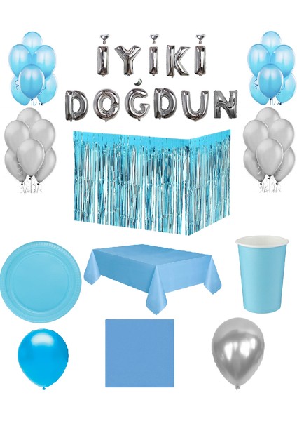 Öfn Mavi Balonlu Doğum Günü Seti