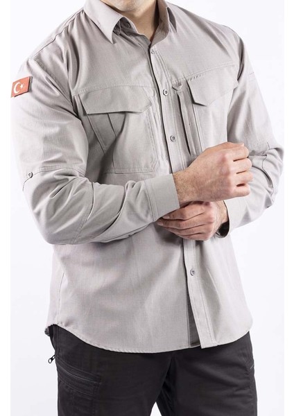 TACTEC01 Tactical Özel Tasarım Gömlek Yüksek Mukavemetli Polyester Ribs Kumaş