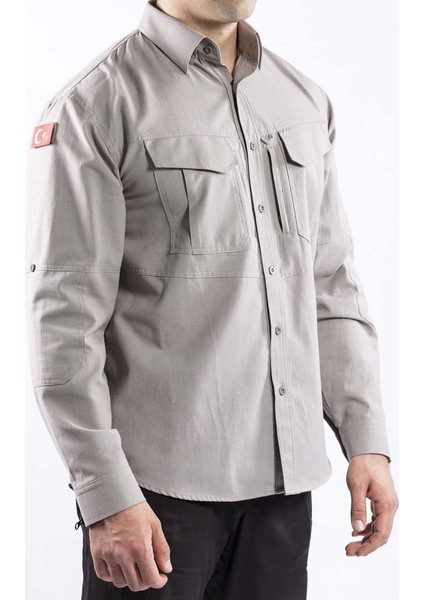 TACTEC01 Tactical Özel Tasarım Gömlek Yüksek Mukavemetli Polyester Ribs Kumaş