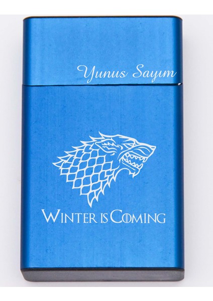 Kişiye Özel Winter Is Coming Logolu Metal Sigara Kutusu