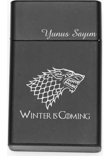 Kişiye Özel Winter Is Coming Logolu Metal Sigara Kutusu