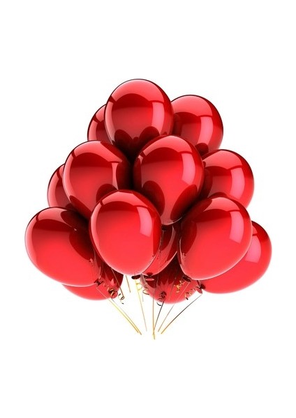 100 Adet Metalize Balon Metalik Balon Kırmızı 16 Inç