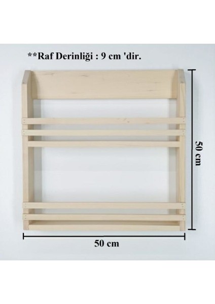 Ahşap Bebek Çocuk Odası Montessori Kitaplık Iki Katlı Duvar Rafı