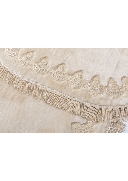 Hafsa Model Oval Bej 2’li Peluş Banyo Paspas TAKIMI8681030222260