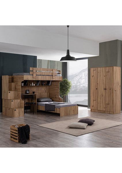 Viva Ranza Karyola Çalışma Masası + 3 Kapaklı Dolap