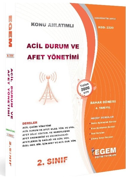 Acil Durum ve Afet Yönetimi 2. Sınıf 4. Yarıyıl Bahar