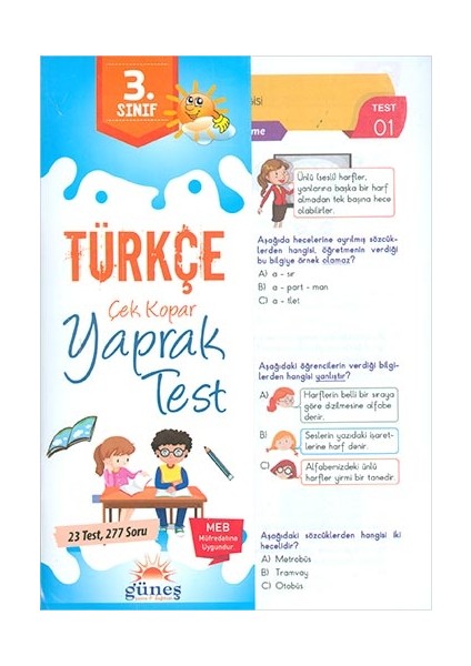 3. Sınıf Türkçe Çek Kopar Yaprak Test Yeni