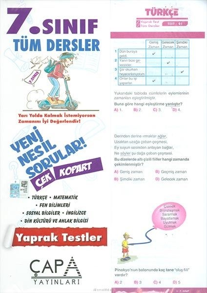 7. Sınıf Yaprak Test Tüm Dersler