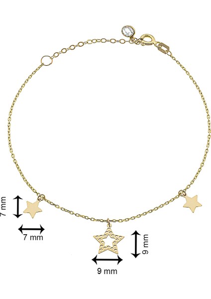 14 Ayar Altın Üçlü Yıldız Kadın Bileklik fiyatları