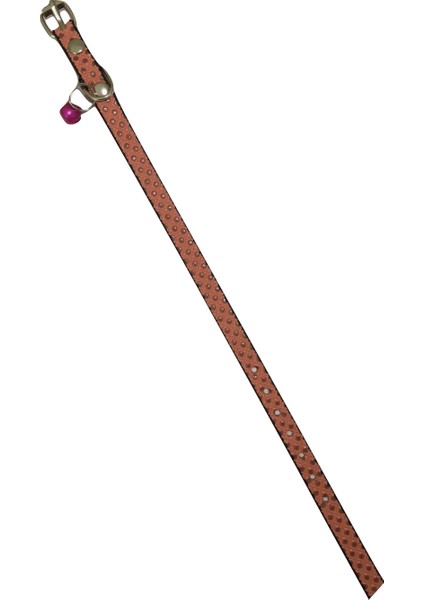 Pembe Renk Nokta Desen Derili 1 cm Metal Kilit Tokalı Zilli Kedi Tasması fiyatları