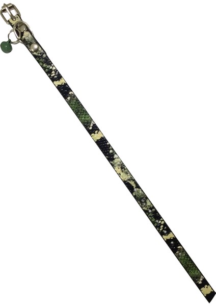 Yeşil Renk Anakonda Desen Derili 1 cm Metal Kilit Tokalı Zilli Kedi Tasması fiyatları