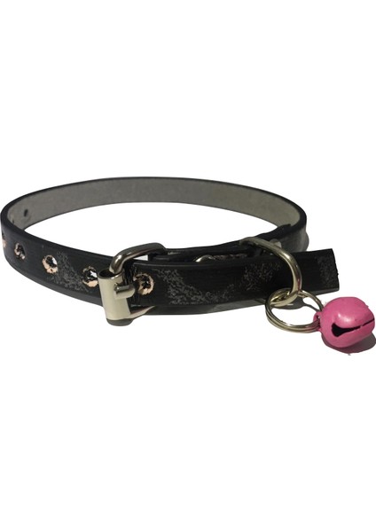 Pembe Alacalı Desen Derili 1 cm Metal Kilit Tokalı Zilli Kedi Tasması fiyatları