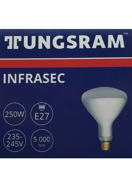 E27 Infrarubin Infrared 250W Kırmızı Isıtıcı Ampul