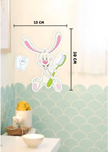 Dişlerini Fırçalayan Tavşan Cam,ayna,duvar Sticker fiyatları