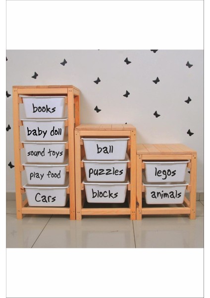 Oyuncak Kutusu Ingilizce Etiket Stickerı-Organizer-Siyah