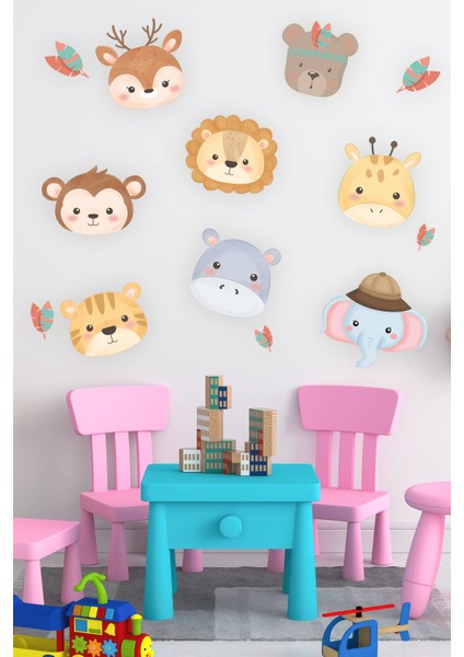 Sevimli Hayvanlar Geyik,fil,aslan Çocuk Bebek Odası Duvar Sticker fiyatları