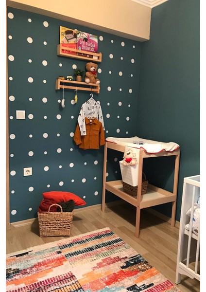 Beyaz Puantiye Çocuk Bebek Odası Duvar,cam STICKER-100 Adet,3-5cm