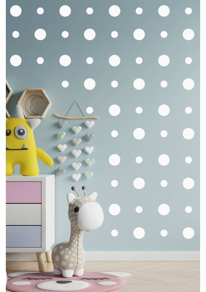Beyaz Puantiye Çocuk Bebek Odası Duvar,cam STICKER-100 Adet,3-5cm fiyatları