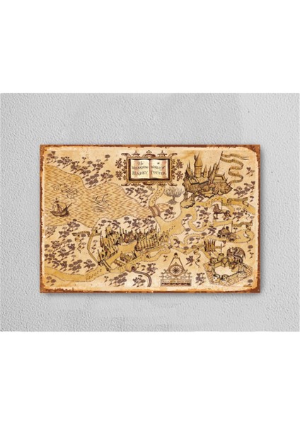 Harry Potter Harita Retro Vintage Ahşap Poster Tablo