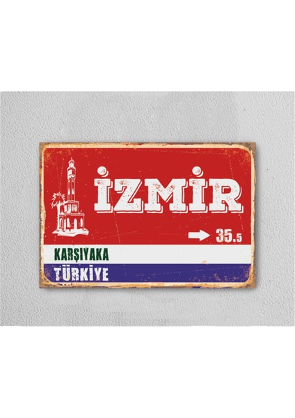 Izmir Karşıyaka Retro Vintage Ahşap Poster Tablo