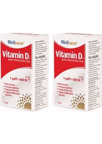 Vitamin D3 600'LÜ 5 ml - 2 Adet