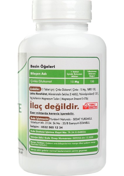 Hidrolize Collagen Type Tip 1-2-3 100 Tb Zinc Gluconate Çinko Glukonat 120 Tablet