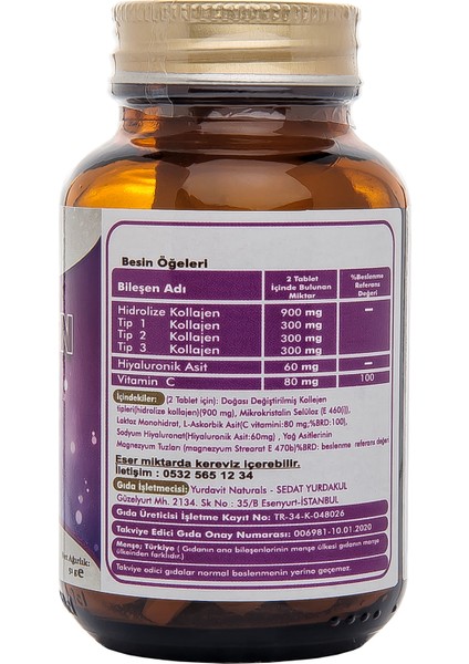 Hidrolize Collagen Type Tip 1-2-3 50 Tab Zinc Gluconate Çinko Glukonat 120 Tablet