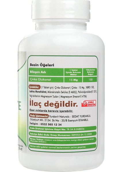 Hidrolize Collagen Type Tip 1-2-3 50 Tab Zinc Gluconate Çinko Glukonat 120 Tablet