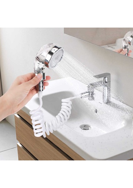 Spiral Hortumlu Ayarlanabilir Hareketli Banyo Mutfak Lavabo Duş Başlığı