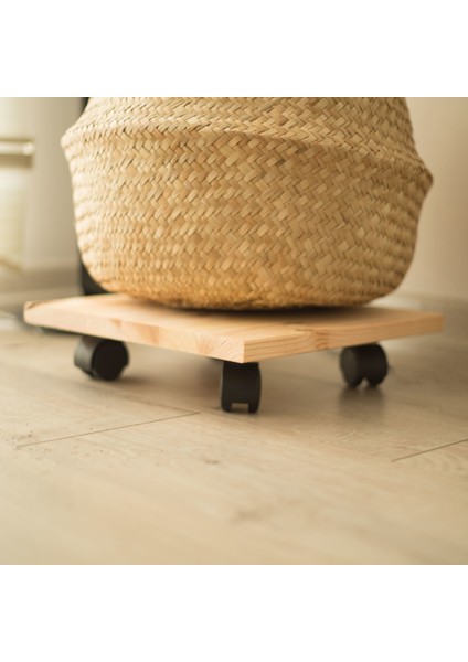 Plato Doğal Ahşap Tekerlekli Saksı Standı Saksı Altlığı Damacana Altlığı Tüp Altlığı fırsatları