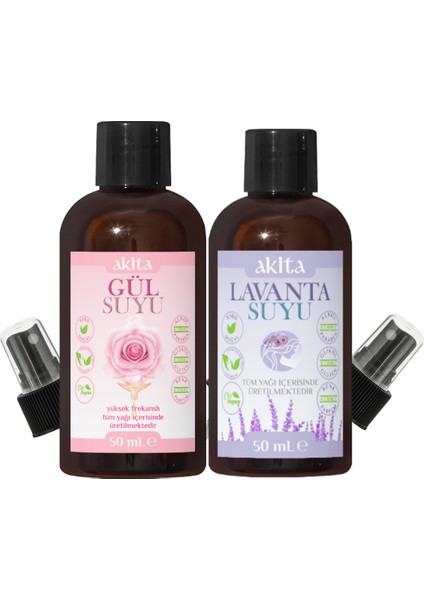 % 100 Doğal Mini Gül Ve Lavanta Suyu 2X50mL