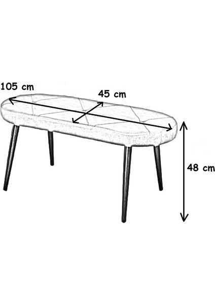 My Massa Bench - Ahşap Beyaz Ayaklı