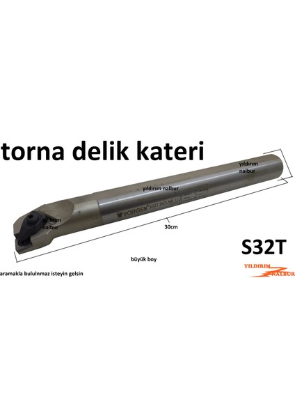 Torna Delik Kateri S32T Elmaslı Torna Kater 30CM Uzun Duble Büyük Boy Kater