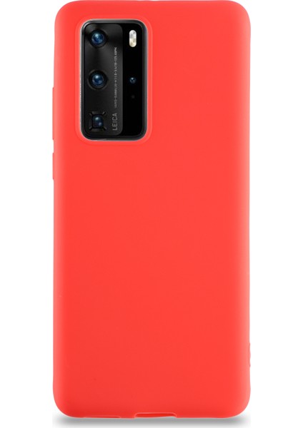 Huawei P40 Pro Kılıf Kamera Korumalı Premier Silikon Kapak - Kırmızı