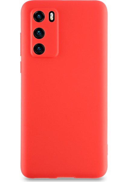 Huawei P40 Kılıf Kamera Korumalı Premier Silikon Kapak - Kırmızı