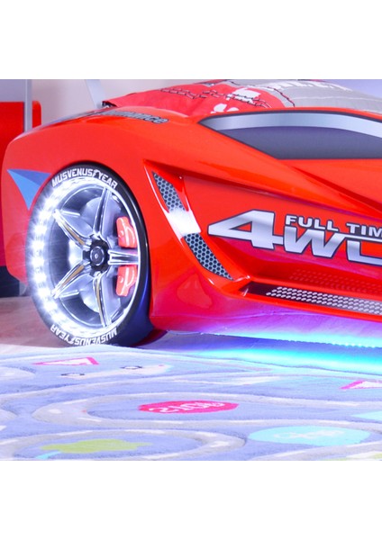 Mercedes Full Ledli Arabalı Yatak, Kırmızı