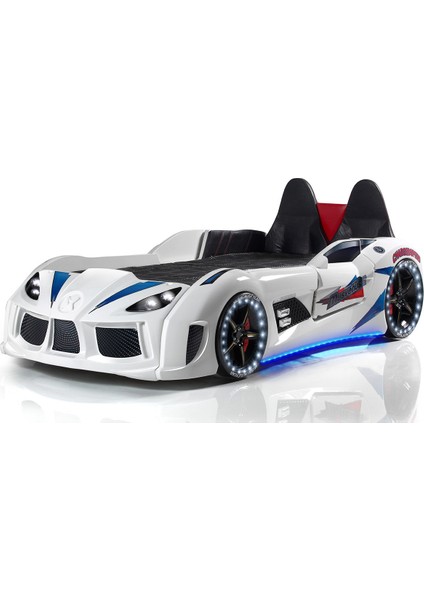 Audi Kapıları Açılabilen Full Ledli Koltuklu Arabalı Yatak, Beyaz fırsatları