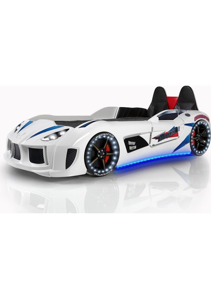 Audi Kapıları Açılabilen Full Ledli Koltuklu Arabalı Yatak, Beyaz fiyatları