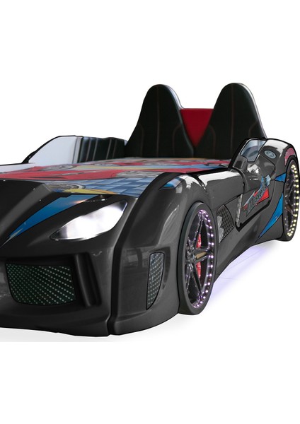 Audi Kapıları Açılabilen Full Ledli Koltuklu Arabalı Yatak,siyah fiyatları