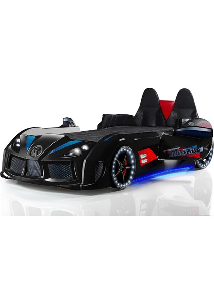 Audi Kapıları Açılabilen Full Ledli Koltuklu Arabalı Yatak,siyah modelleri