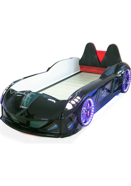 Jaguar Full Ledli Koltuklu Bazalı Arabalı Yatak, Siyah